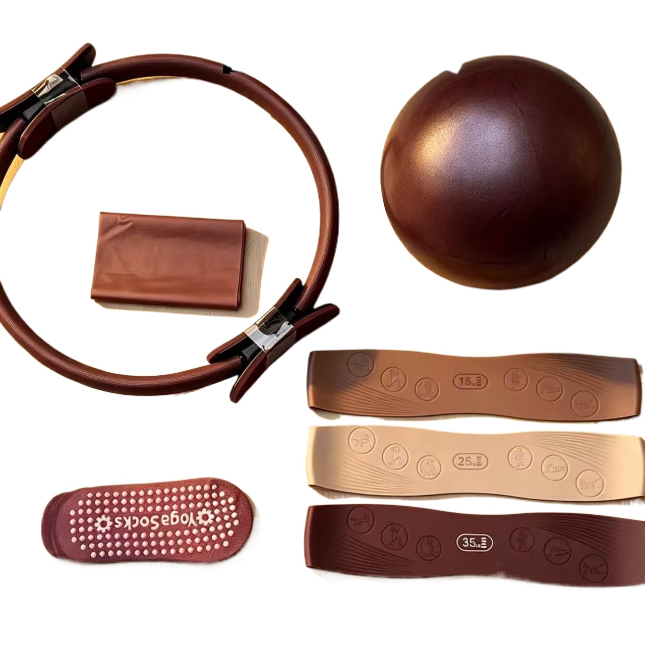 Pilates And Yoga Combined - Pilates-Ring Mehrteiliger Dehnungsgürtel Silikon-Spannungsgürtel Yoga-Socken Yoga-Strohball