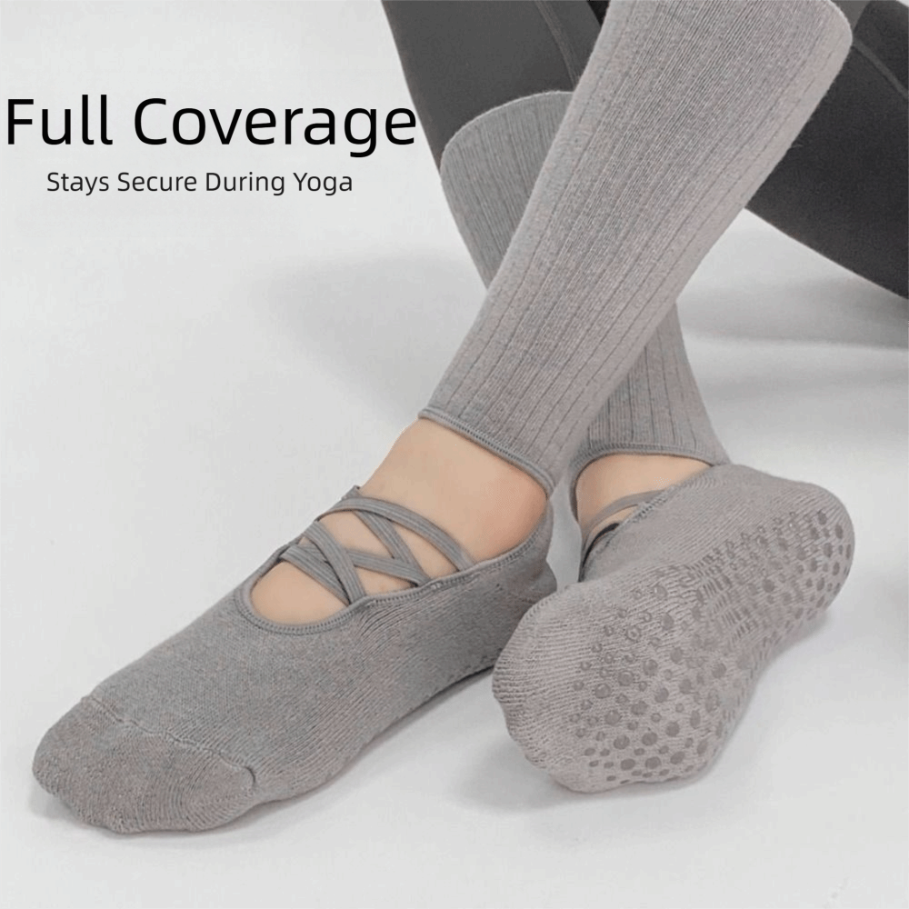 Youtube Yoga Pilates - Atmungsaktive Stoff-Grip-Pilates-Socken Schweißabsorbierende Mittellange Damen-Yoga-Socken mit