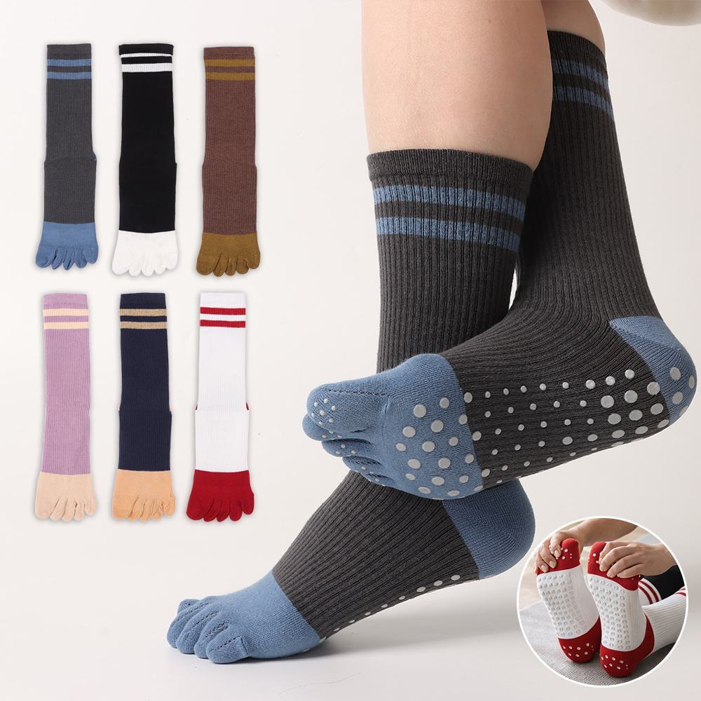 Youtube Yoga Pilates - Neue Baumwolle Fünf-Finger Yoga Socken Rutschfeste