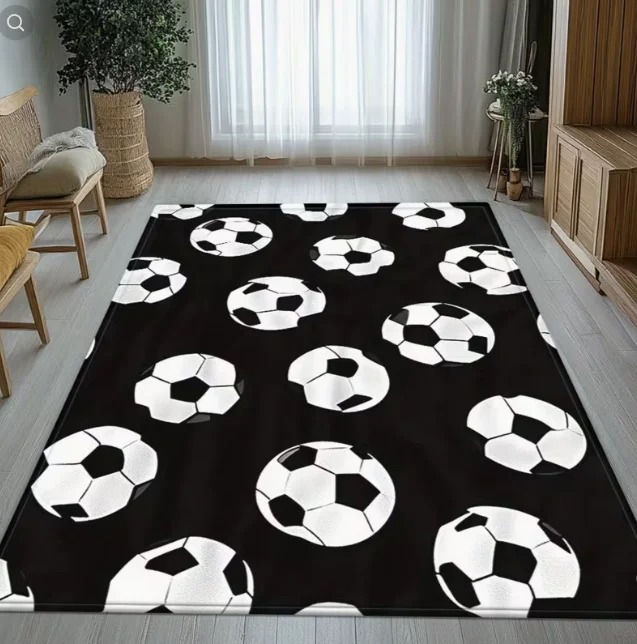Pilates Toning Ball - Schwarz-weißer Fußball-Teppich, geeignet für Schlafzimmer, Wohnzimmer,